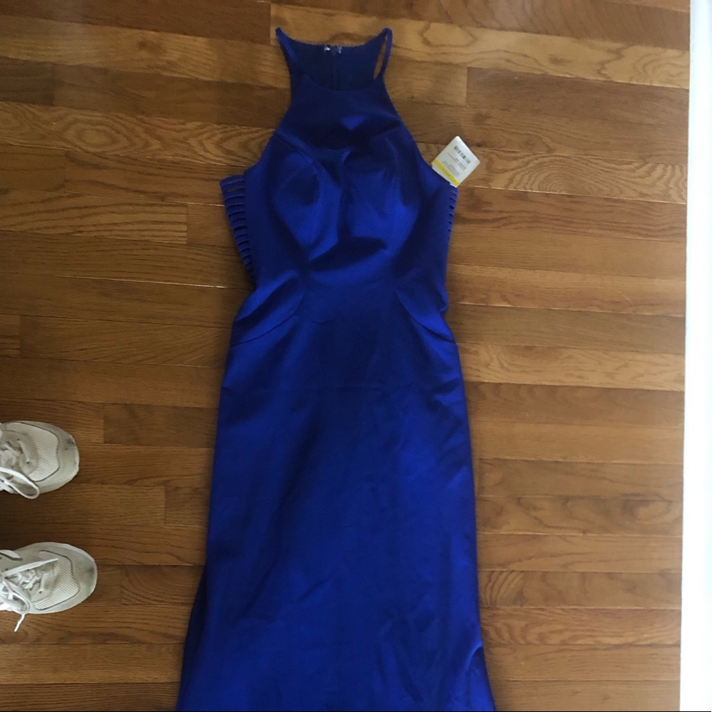 NWT Faviana Halter w/ Strap Sides Royal Blue